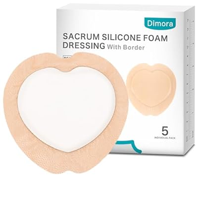 Dimora Wound Dressing Sacrum Foam Bandages Silicone Adhesive Border 7.08"x7.08" Waterproof Sacral Pads Absorbent Breathable Bed Sore Pressure Dressing