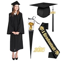 Matreeglam Abschluss Talar mit Doktorhut, 2025 Abschluss Robe, Schwarz Graduation Robe, Quaste 2025, Uni Abschluss Kleid für Hochschule/Abitur/Bachelor/Master Abschlussfeier, Unisex (schwarz, XL)