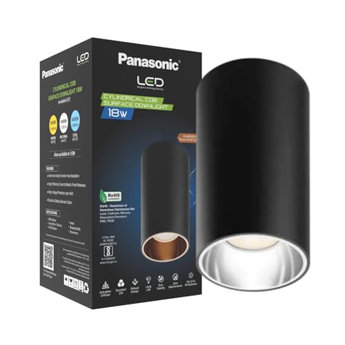Image of Panasonic 18W Cylindrical Surface Spot Light, Silver Reflector, Ceiling Light for Home with Silver Reflector (Natural White - PDSM01184)