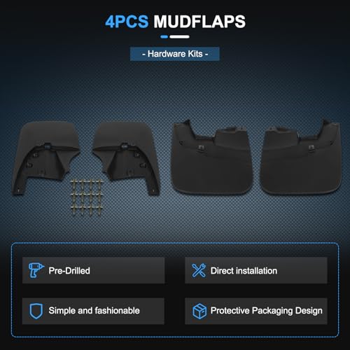 Image of ECCPP Mudguard Splash Guards Front & Rear Set fit for 2022-2024 for Toyota for Tundra 3.4L Mud Flaps Set of 4 Flexible and Bendable Mud Flaps Splash