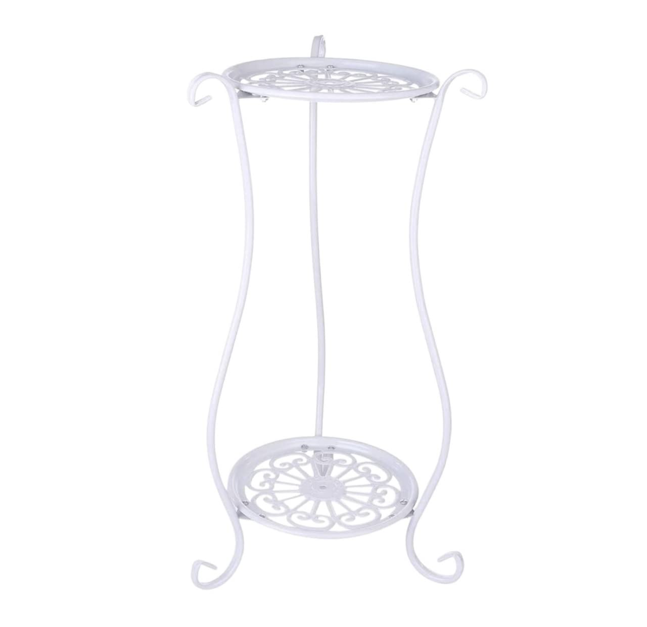 MHbdfsxz Plant Shelf For Multiple Plants Metal Plant Stand 2 Tier Flower Pot Indoor Outdoor Decoration Display Flower Stand For Patio(White)