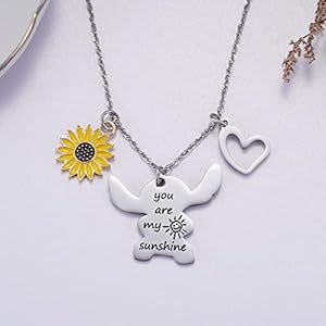 Ralukiia Ohana Means Family Necklace Stitch Keychain Jewellery Gifts for Boys Girls