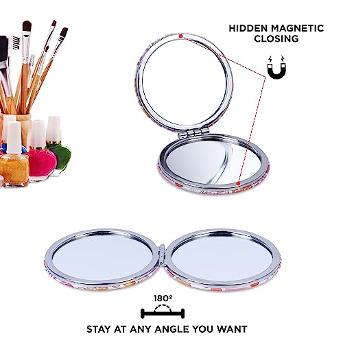 Image of NFI essentials Dressing Table Cosmetic Makeup Mirror with Stand, Round Shape Mirror for Multipurpose Tabletop Vanity Mirror Shaving Mirror Bathroom Mirror Magnifying Mirror Standing Mirror