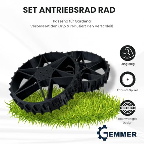 GEMMER 2er Set Antriebsrad Rad passend für Gardena R38Li R40Li R50Li R70Li R80Li Husqvarna Automower 105/305 / 308 mehr Grip!