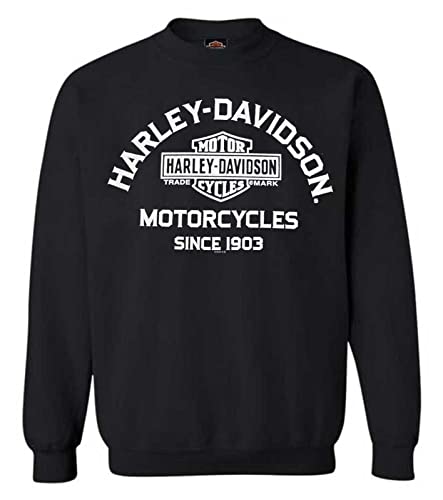 Harley-Davidson Men's Remarkable Crew-Neck Pullover Fleece Sweatshirt - Black