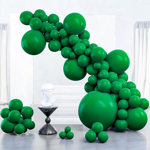 Image of PartyWoo Dark Green Balloons 100 pcs Different Sizes of 36 18 12 10 5 Inch Hunter Emerald Forest Green Balloon Arch Kit Garland for Graduation Christmas Jungle Birthday Party Decorations Green-Y56