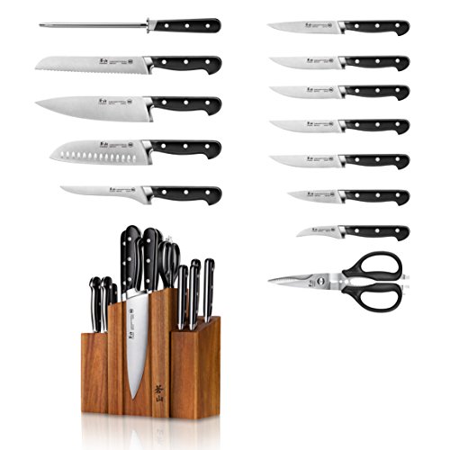 Cangshan TV2 Series 1023046 Swedish 14C28N Steel Forged 14-Piece DENALI Magnetic Knife Block Set, Acacia - Image 3