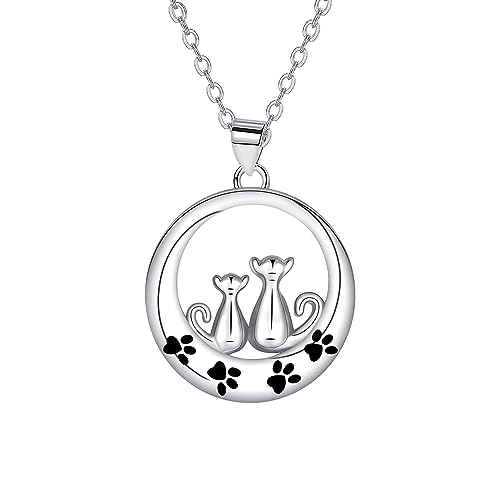 Yinsen Collar Mujer Plata de ley 925 Colgante Collar de Gato Coll...