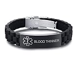 XUANPAI Blood THINNER Medical Bracelets for Mens Womens Sport Emergency Adjustable Silicone Medical