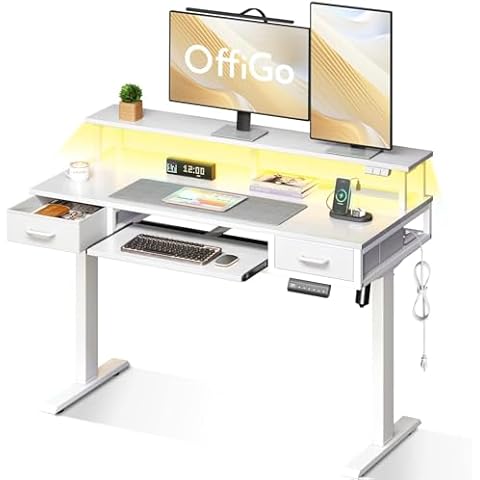 OffiGo Electric Height Adjustable Desk with Storage Cover