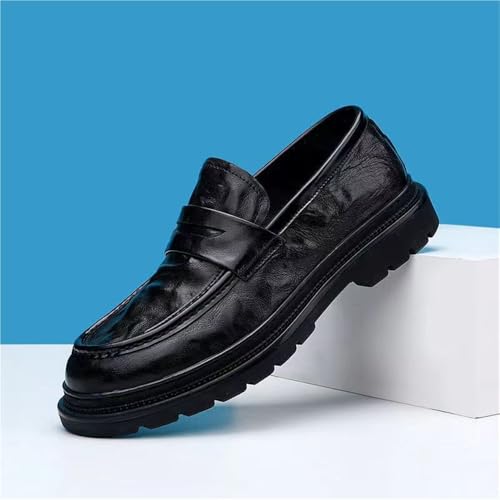 Men's Genuine Leather Oxford Shoes British Style Spring Business Casual Round Toe Chunky Sole Elevated Footwear Versatile Dress Shoes2