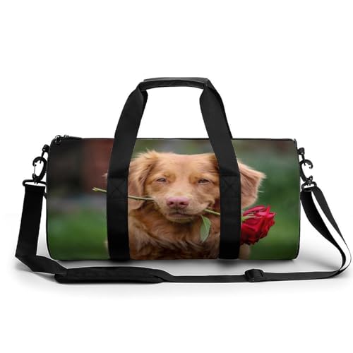 Sac de voyage week-end chien et rose compact 45cm pour optimiser vos bagages