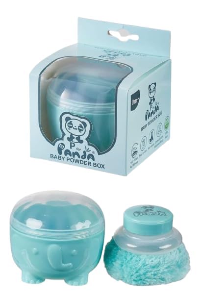 Baby Panda Powder Box with Soft Elephant Puff, Non-Toxic & Unbreakable Material, Gentle on Newborn Skin, Easy to Use, Ideal for 0m+ Babies – Safe, Stylish & Comfortable Care (Blue, 1)-image-25