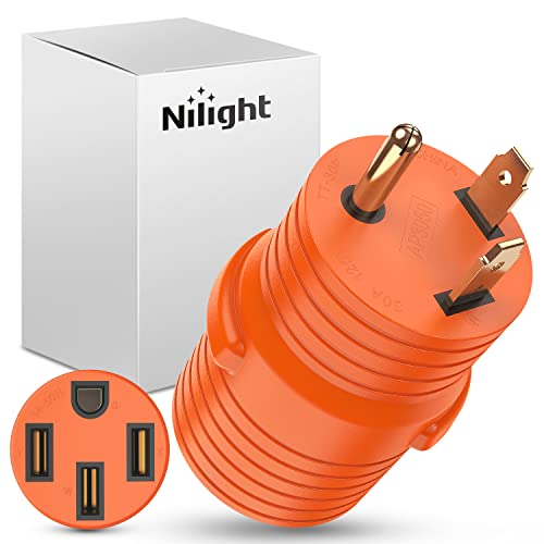 Image of Nilight 30 Amp to 50 Amp RV Power Adapter TT-30P to 14-50R | 3 Prong 125 /250 Volt Heavy Duty Converter 30A Male Plug to 50A Female Receptacle for Camper Caravan Trailer Generator