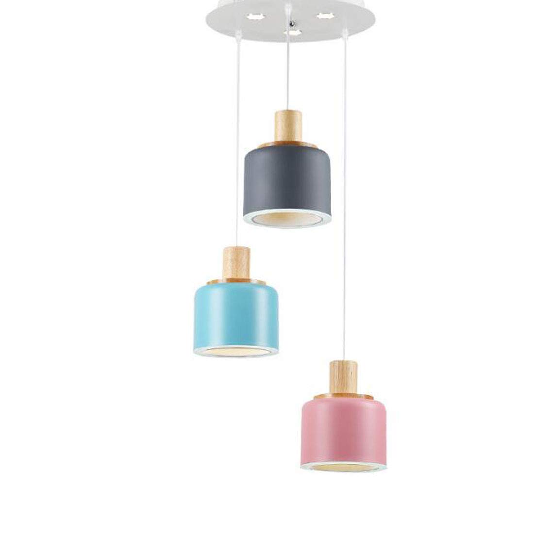 Suspension luminaire restaurant et cuisine moderne en bois style créatif 3 feux