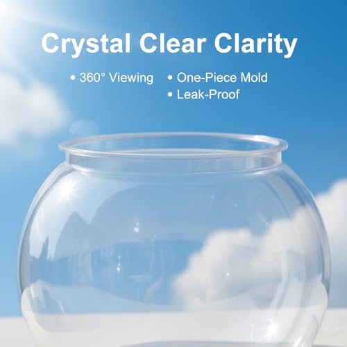 Image of 1 Gallon Plastic Fish Bowl, Shatterproof Clear Round Goldfish Betta Tank, Small Bubble Bowl Vase for Centerpiece, Candy Jar, Carnival Game & Party Drink Container