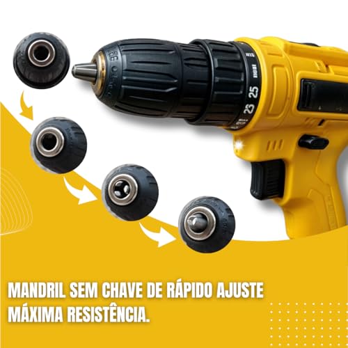 Parafusadeira Furadeira Sem Fio 36V 2 Baterias 340W 1550 RPM, Alta Performance, Bateria de Longa Dur