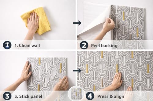 Image of Barebeauty 3D Wall Panel Wallpaper, Self Adhesive PE Foam Brick Sticker, Waterproof Wall Covering for Home Decor, 70 x 70 cm (Pack of 4, 21.08 Sq. Ft. Approx)