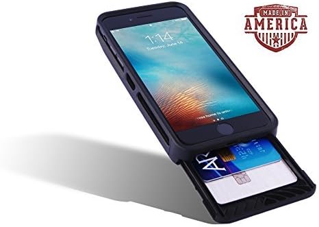 Card Holder Case Designed for iPhone. Slider Wallet Hidden Card Holding Slot Easy Card Removal Incredible Protection Compatible with iPhone 8, iPhone 7, iPhone 6s, & iPhone 6, Color Black