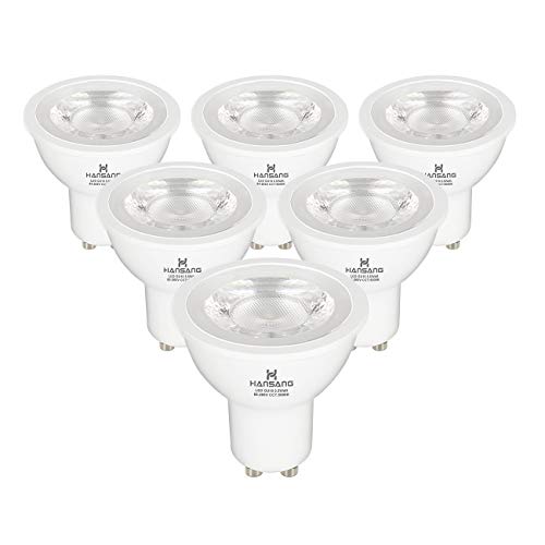 Hansang GU10 Base LED Bulb Light 5.5W(50W Halogen Bulb Equivalent) 550 Lumens Daylight 5000k 40°Beam Angle Spotlight Bulb,Track Light, Recessed Lighting for House,Non-dimmable 120v Pack of 6