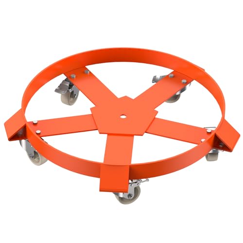 55 Gallon Drum Dolly, 1250 LBS Capacity Heavy Duty Barrel Dolly with 5 Swivel Wheels, Steel Frame Drum Cart for Warehouse, Garage and Shop Drum Handling by SierraSquad - Used condition - US$35.24