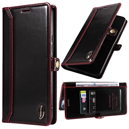Xyx Wallet Case Compatible With Huawei P30 Pro, Rfid Blocking Retro Pu Leather Phone Flip Case With Kickstand Card Slots For Huawei P30 Pro, Red #TOP12