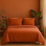 KGS Parure de Lit en Gaze de Coton - 220x240 cm - Plusieurs Coloris (Terracota)