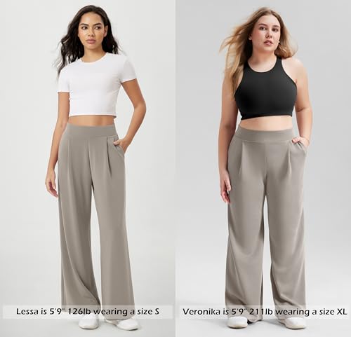 ODODOS Modal Soft Wide Leg Pants for Women High Waist Casual Relaxed Pants with Pockets-27/29"/ 31" Inseam2