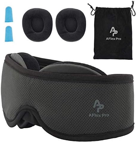 Sleeping Eye Mask by AFlex Pro - 3D Contoured,Memory Foam,Breathable Fabric, for Men,Women & Kids with Ear Plugs & Carry Pouch-Travelling Kit