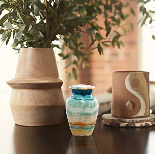 image for SILENT GOODBYES Keepsake Urn | Marble Finish Keepsake Cremation Urn fo