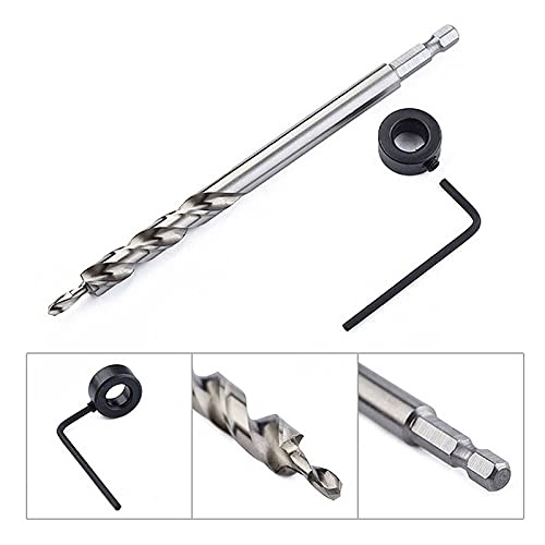 Miniatura 2 de Acxico Juego de 2 brocas hexagonales de 38 pulgadas (0.374 in) para agujero de bolsillo, kit de guía de plantilla