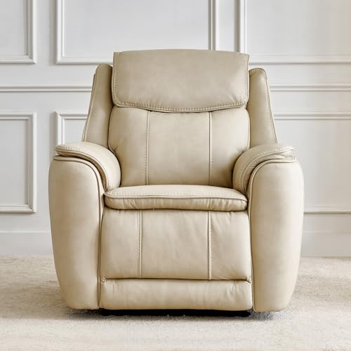 Image of Home Centre | Potsdam Half Leather 1-Seater Zero Gravity Electric Recliner | Recliner Sofa for Living Room | Ivory | 1 Year Warranty