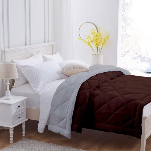 Image of 600 GSM Heavy Winter Single Bed Comforter | Microfiber, Breathable, Reversible,Soft, Lightweight & Machine Washable Comforter for Single Bed 60x90 Inch - ChocolateSilver