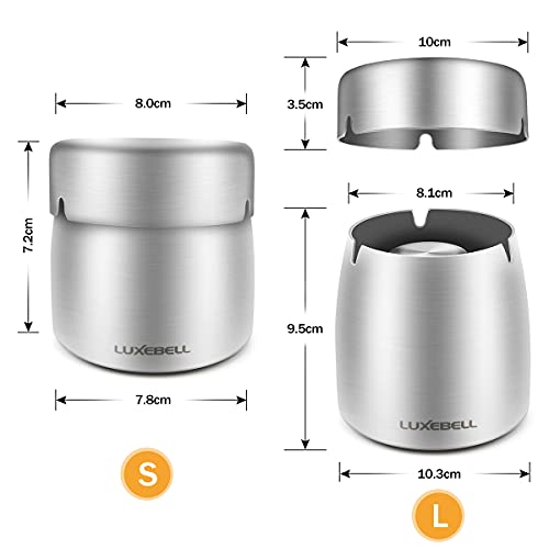Luxebell Windasbak, asbak met deksel van roestvrij staal, binnenasbak met antislip bodem, draagbare asbak voor tuin en balkon - Image 3