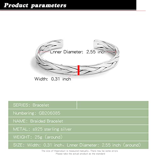 Fashion Men & Women 925 Sterling Silver Bracelet Simple Cuff Bangles Couples Jewelry For Him Her Adjustable Bracelet in a Pretty Gift Box3