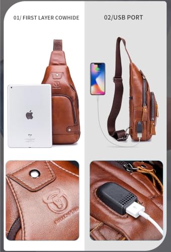 Mens Leather Crossbody Bag Shoulder Sling Bag Casual Daypacks Chest Bags for Travel Hiking Backpacks4