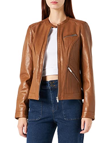 Naf Naf Veste en Cuir Cuero, Cognac, 36 para Mujer