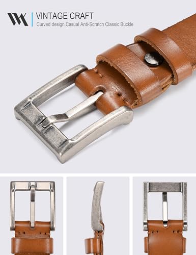 WOLFANT Full Grain Leather Casual Work Belts for Men,100% Italian Real Solid Leather3