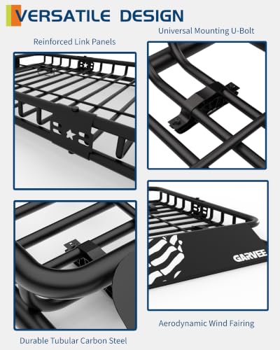 Image of GarveeLife 46 inch x 36 inch Universal Roof Rack Cargo Carrier Basket, 200 Lbs Capacity Rooftop Cargo Rack, Car Top Luggage Holder Basket Heavy Duty for SUVs, Trucks, Vehicles