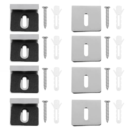 Image of DJF Stainless Steel Large Heavy Duty clamp Mirror Holder of Metal Mirror mounting kit Wide Channel Frame clamp kit Large Heavy Duty clamp for Wall mounting -8pcs