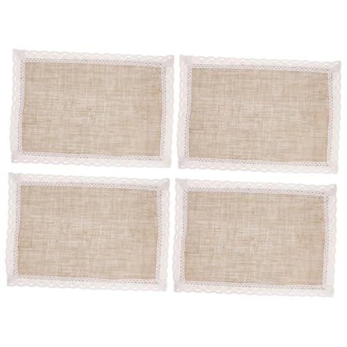 Sets de table jute contre les rayures : lot de 4 Cabilock avec dentelle pour table protégée - 2