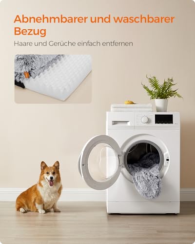 Feandrea FluffyHug Hundebett, Hundekissen Größe L, Hundematte für mittelgroße Hunde, Hundesofa Noppenschaumstoff, Bezug abnehmbar und waschbar, 91 x 68 x 16 cm, Ombré-Grau PGW232G01V1