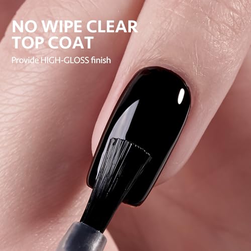 GAOY Glossy Gel Top Coat and Builder Base Set, 2 Pcs 16ml Glassy Top Coat and Clear Rubber Base Nail Strengthener Combination for UV Light Cure Gel Nail Polish