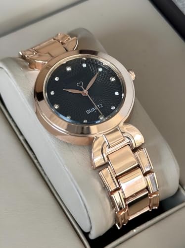Image of styledose Women Analogue Wrist Watches for Women's & Girls&Ladies Diamond Studded Dial Rosegold Colored Stylish Bracelet Strap