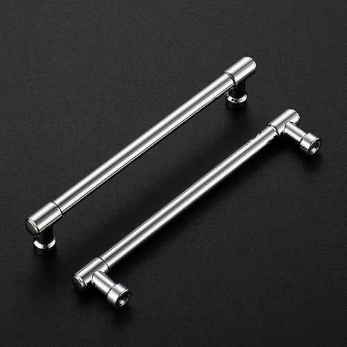 Image of Ravinte 2 Pack 6-1 /4 Inch Hole Center Solid Kitchen Cabinet Handles Polished Chrome Dresser Pulls Cabinet Drawer Pulls for Kitchen Cupboard Hardware