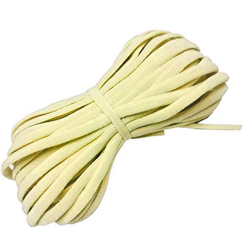 Yellow 10-Yards Length 1/5" Width Braided Elastic Cord/Elastic Band/Elastic Rope/Bungee/White Heavy Stretch Knit Elastic Spool with Free Tape Measure