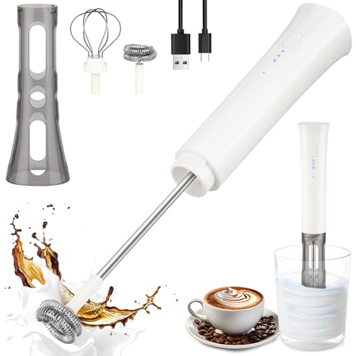 Image of Milk Frother Wand for Coffee,Foamer,Latte,Cappuccino,Chocolate,Egg(White) | Rechargeable Electric Handheld Frother Whisk