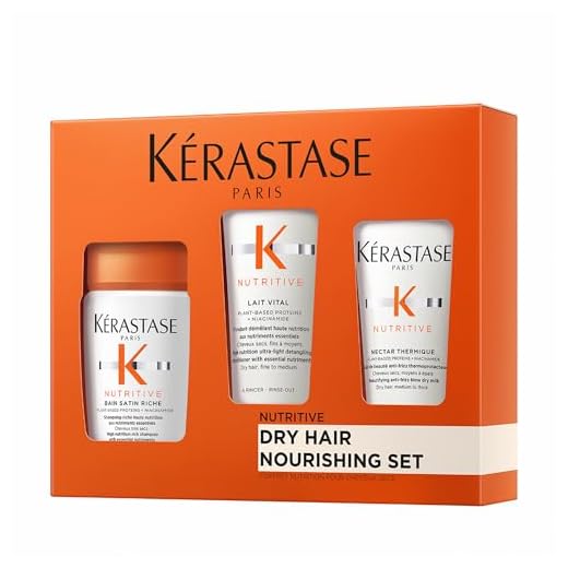 Kérastase Nutritive, Kit con Rutina Nutritiva para el Cabello con Champú Bain Satin Riche (80ml), Acondicionador Lait Vital (75ml) y Loción de Peinado Nectar Thermique (50 ml), Para Cabello Seco