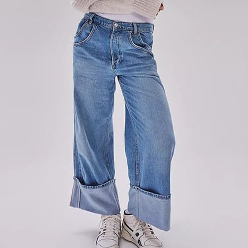 Women's Wide Leg Jeans, High Waisted Straight Leg Denim Pants Y2K Loose Trendy Boyfried Pants with Pockets2