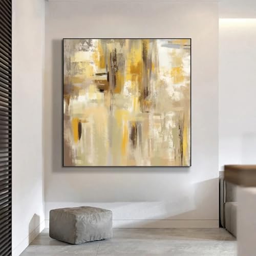 Tableau abstrait moderne jaune pour illuminer une pièce sombre